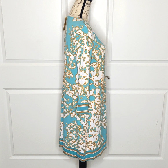 MICHAEL🌊Michael Kors Aegean Aqua Sheath Dress, size Large, 🆕 - Picture 4 of 11